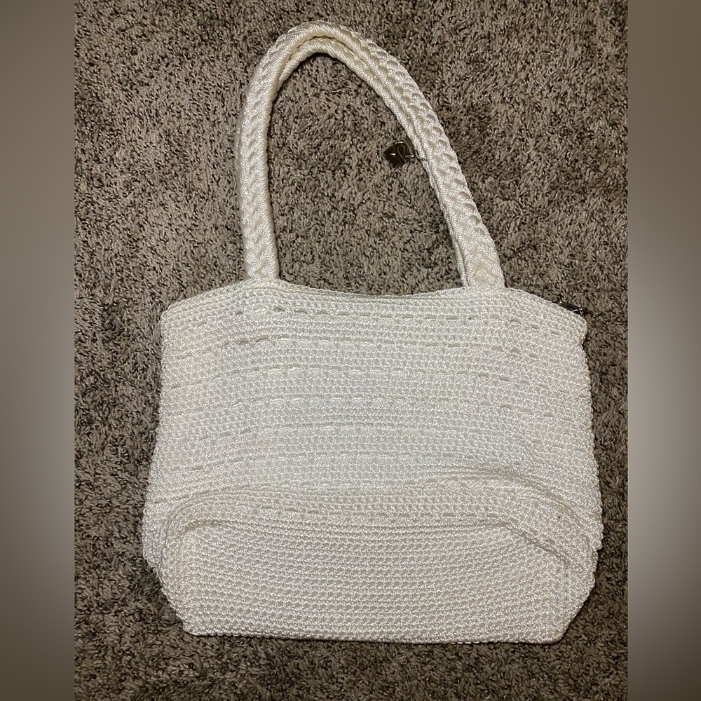 Vintage Y2K White Lina Woven Crochet Hobo Shoulder Bag - Picture 7 of 7